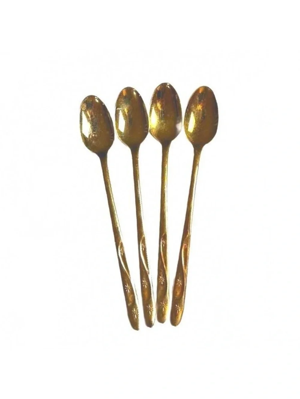 Americana Star Gold-Plated Stainless Steel Iced Tea Spoons Set of 4